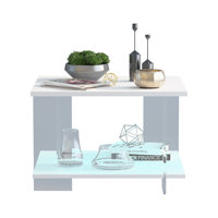 Unique Square Acrylic Coffee Table with Storage – 16-color RGB Lighting, Dual-Tier Design and Robust Load Capacity by Wrought Studio