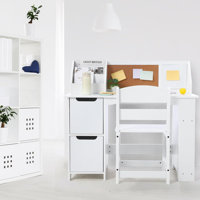 Kids Study Desk and Chair Set with Storage, Bookshelf & Bulletin Board