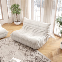 Armless 2-Seat Togo Two Seater Large Bean Bag Sofa,No-Assembly Teddy Fabric Sofa by Trule
