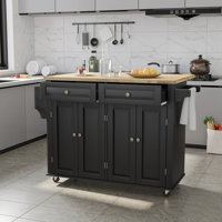 Rolling Mobile Kitchen Island With Drop Leaf Breakfast Bar,Wood Top Spice Rack Desk,Kitchen Table On Wheels With Drawer And Storage Cabinet by Winston Porter