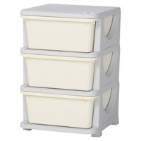 Cream White Qaba 3-Tier Kids Storage Unit with 3 Drawer Chest Toy Organizer Plastic Bins by Zoomie Kids