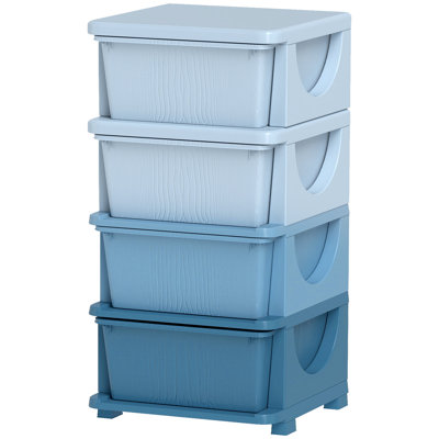 4-Tier Kids Storage Unit with 4 Drawer Chest Toy Organizer Plastic Bins by Zoomie Kids