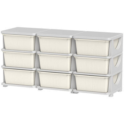 Qaba 3-Tier Kids Storage Unit with 9 Drawer Chest Toy Organizer Plastic Bins by Zoomie Kids
