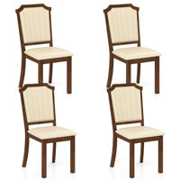 Dining Chair Set Of 4 Upholstered Kitchen Chair With Pu Leather & Rubber Wood Frame by Lark Manor