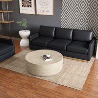 Sandy 32" Wide Modern Round Coffee Table — Indoor/Outdoor Center Table for Living Room, Patio, Balcony, Garden, or Sunroom by Ivy Bronx