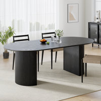 79" Oval Dining Table for 6-8 Solid Oak Wood with Curved Legs suitable Dining Room or Kitchen Table by Latitude Run