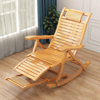 Bamboo Lounge Chair with Adjustable Reclining and Footrest