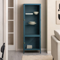 Julina Metal & Glass Display Cabinet with 3-Tier Shelves and Cabinet by Latitude Run