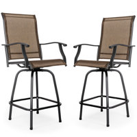Outdoor Patio 2-piece Swivel Bar Stools, All-weather Textilene, Black