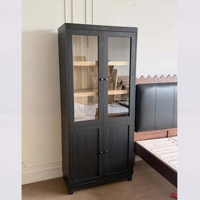 Modern Display Cabinet with Glass Doors and Ample Storage for Collectibles by Latitude Run