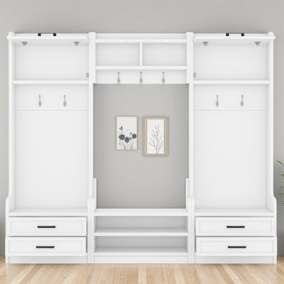 Elegant 4-In-1 Detachable Hall Tree With Storage And 7 Hooks – Versatile Hallway Coat Rack With Storage Drawers And Cabinet For Entryway And Hallway by Red Barrel Studio
