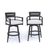 Patio Aluminum 360°Swivel Chair (Set Of 2) With Sunbrella Cushions, Ergonomic Backrest, Tapered Legs, Armrests, Footrest, Weather-Resistant by Corrigan Studio