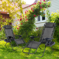 Relaxing Recliners Patio Chairs Adjustable Steel Mesh Zero Gravity Lounge Chair Beach Chairs With Pillow And Cup Holder by Arlmont & Co.