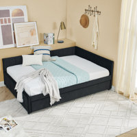 Full Size Daybed With Trundle Upholstered Tufted Sofa Bed, Sofa Bed Frame With Comfortable Backrest And Armrests, Velvet(79.5