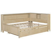 Full Size Wood Daybed With Storage Shelves And Trundle Milk by Winston Porter