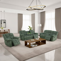 Cozy Corduroy 3-Piece Living Room Recliner Sofa Set by Latitude Run