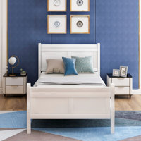 Wood Platform Bed Twin Bed Frame Mattress Foundation Sleigh Bed With Headboard/Footboard/Wood Slat Support by Lark Manor