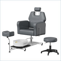 Reclining Pedicure Chair With Stool, Footrest & Massage Foot Basin, Height Adjustable Pedicure Unit Station, 360 Swivel Hydraulic Pedi Chair For Foot by Inbox Zero