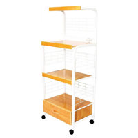 59.5" Tall 3-Tier Microwave Kitchen Cart With Drawer And Outlet(No Include Stool) by 17 Stories