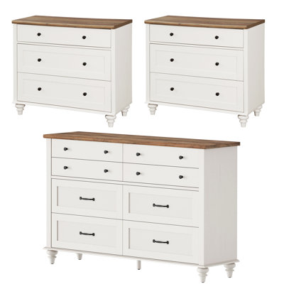 Scarlett 3 Piece Bedroom Set - Includes Mid Century 8 Drawer Dresser, Set Of 2 Bedside Tables With 3 Drawers, 3 Piece Dresser And Nightstand Sets by Charlton Home