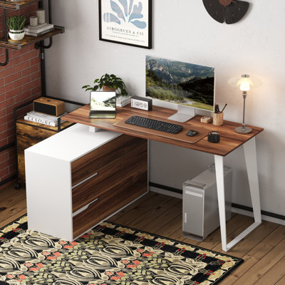 61.2 Wide Corner L-Shaped Computer Desk With 3 Drawers by Latitude Run