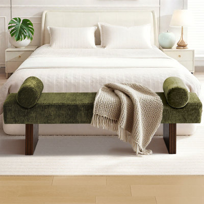 60" Chenille Upholstered Entryway / Bedroom /Dining Bench by Everly Quinn