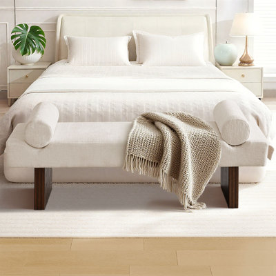 60" Chenille Upholstered Entryway / Bedroom /Dining Bench by Everly Quinn