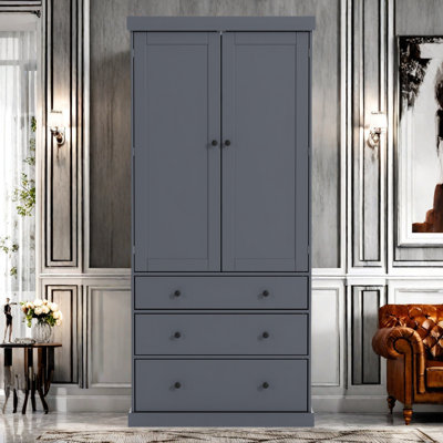 Farmhouse Kitchen Pantry With 3 Adjustable Shelves, 8 Door Shelves And 3 Drawers by Lark Manor