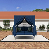 Outdoor Patio Sunbed With Curtains by Latitude Run