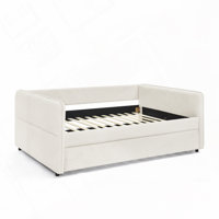 Boucle Fabric Daybed with Trundle Upholstered Sofa Bed by Corrigan Studio