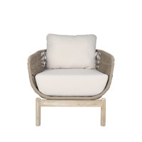 Viola Acacia Wood Rope Weaving Patio Outdoor Single Sofa With Cream Cushions by Gracie Oaks