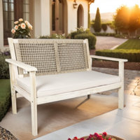 Avah Acacia Wood Patio Outdoor Loveseat Sofa With Beige Cushions by Gracie Oaks