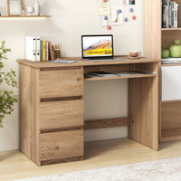 Computer Desk With Power Outlet Keyboard Tray And 3 Large Drawers by Latitude Run