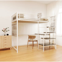 Loft Metal Bed For Bedroom And Dormitory, With Built-In Charging Station And LED Lighting by Mason & Marbles