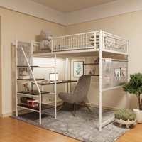 Loft Metal Bed For Bedroom And Dormitory, With Built-In Charging Station And LED Lighting by Mason & Marbles