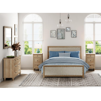 3 Piece Bedroom Set - Includes Mid Century 7 Drawer Dresser, Set Of 2 Bedside Tables With Charging Station, 3 Piece Dresser And Nightstand Sets by Charlton Home