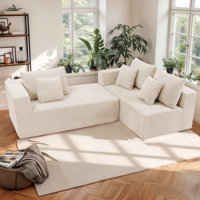 L Shaped Cloud Sectional Couch - Modern Modular sectional Sofa with Deep Seat & Oversized Chaise, 3 Seat Upholstered Couches for Living Room, Bedroom, by Mercer41