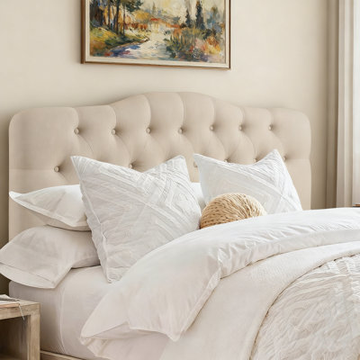 Tufted Upholstered Headboard, Solid Wood Head Board with Wood Legs, Adjustable Height Bed headboard from 37” to 51” Fabric Headboard in Modern Button by Winston Porter