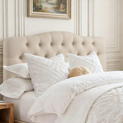 Tufted Upholstered Headboard, Solid Wood Head Board with Wood Legs, Adjustable Height Bed headboard from 34” to 43” Fabric Headboard in Modern Button by Winston Porter