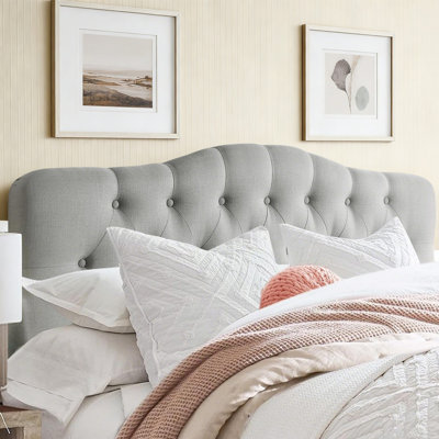 Tufted Upholstered Headboard, Solid Wood Head Board with Wood Legs, Adjustable Height Bed headboard from 37” to 51” Fabric Headboard in Modern Button by Winston Porter
