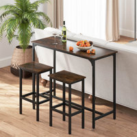 3 Pcs Counter Height Table Set With Footrests Rectangular Pub Table & Chairs by 17 Stories