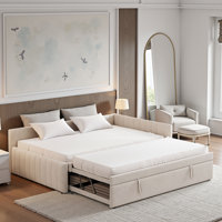 Modern Soft Upholstered L-Shaped Daybed with Twin Trundle