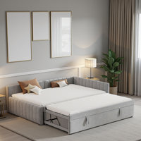 Modern Soft Upholstered L-Shaped Daybed with Twin Trundle
