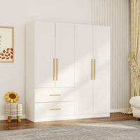 63" Wide Wardrobe With 2 Drawers by Everly Quinn