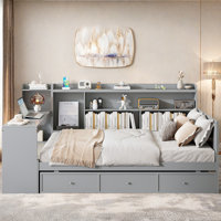 Wooden Daybed With 3 Drawers, Usb Ports And Desk by Red Barrel Studio