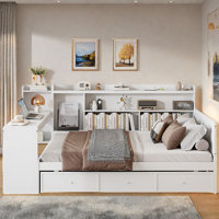 Wooden Daybed With 3 Drawers, Usb Ports And Desk by Red Barrel Studio