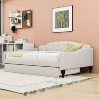 Full-Size Linen Upholstered Daybed with Twin Trundle by Alcott Hill