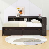 L-Shaped Daybed with Built-In Shelves, USB Charging Station and Storage Drawers by Lark Manor