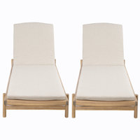 Alance Patio Acacia Wood Chaise Lounges With Adjustable Backrests & Cushions