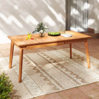 71"-94" Rectangular Teak Wood Table Patio Extendable Dining Table For 6-8 People by Millwood Pines